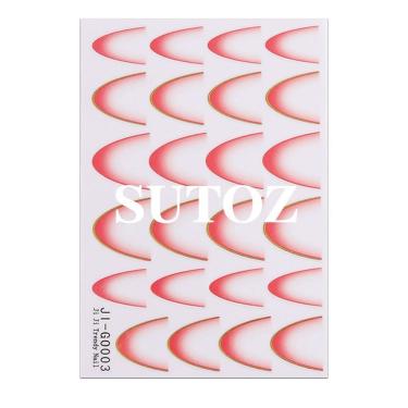 Imagem de Adesivo de Unhas Ji-g0 para Decoração com Linha Francesa Efeito 3D Gradiente Azul Rosa...