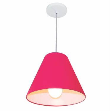 Imagem de Lustre Pendente Md-4028 com Cúpula em Tecido Cone Pequeno Fio Ajustável Rosa Pink Vivar...