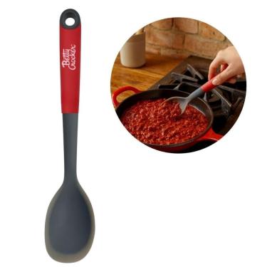 Imagem de Colher para Servir em Polibutileno e Silicone com Apoio na Base para Cozinha Vermelho Betty Crocker