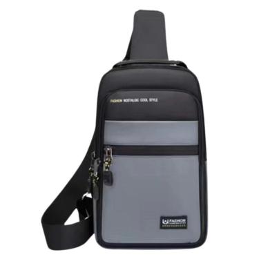 Imagem de Mochila de Ombro Transversal Oem Rc3-cinza Compacta 30x16x9cm Cinza com Entrada Usb e T...