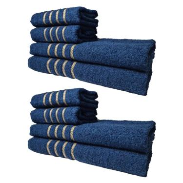 Imagem de Kit 8 Toalhas Grossas E Grandes Montreal 4 Banhos 4 Rostos Azul