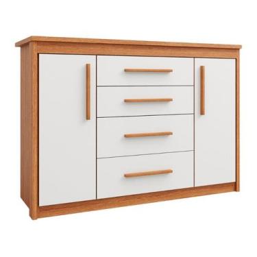 Imagem de Comoda 4 Gavetas 2 Portas Elegance Freijo / Off White Batrol, Freijó e