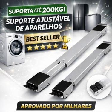 Imagem de Suporte Deslizante Ajustável para Máquina de Lavar e Geladeira com Tra