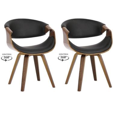 Imagem de Kit com 2 Cadeiras Nicole Giratória para Sala de Jantar Preto