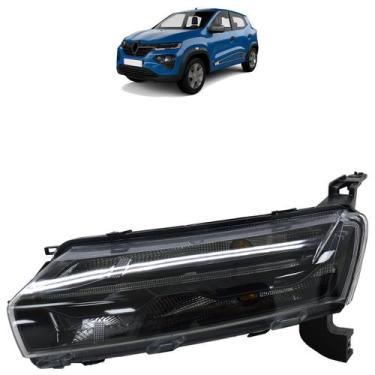 Imagem de Farol Dianteiro Kwid 2022 A 2025 Led Máscara Cromada Superior - Automo
