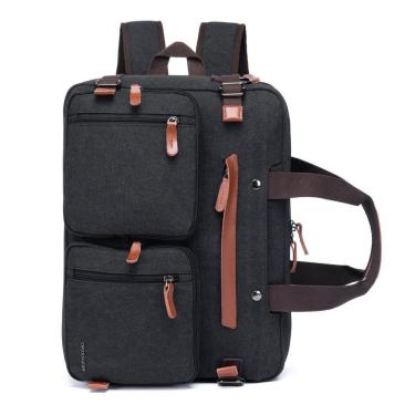 Imagem de Mochila Grande Preta Reforçada Faculdade Laptop Lona Pasta Carteiro Transversal 15 Litr...