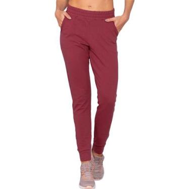 Imagem de Calça Run More Jogger Moletinho Comfy Feminina, Bordô, G