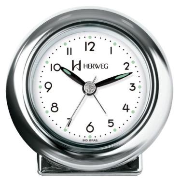 Imagem de Despertador Analógico Quartzo Herweg 2641 028 Cromado Liso