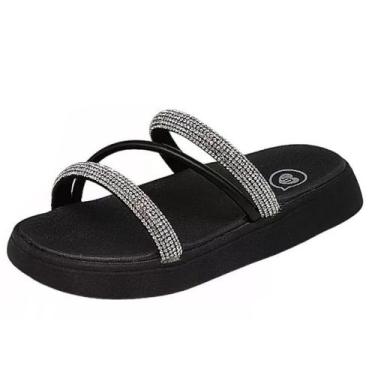 Imagem de Chinelo Infantil Menina Fácil Calce Tira Brilhante Molekinha, Preto, C