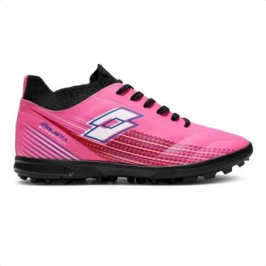 Imagem de Chuteira Society Lotto Solista Supernova Masculina, Rosa, Preto, 44.
