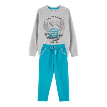 Imagem de Conjunto Infantil Menino Blusão Calça Moletom Inverno Frio - anjo da m