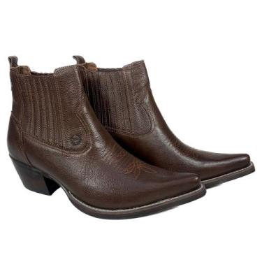 Imagem de Bota Masculina Bico Fino Cano Curto Bulls Horse, Marrom, 40