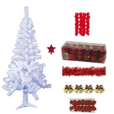 Imagem de Árvore De Natal Branca Decorada 50 Itens Enfeites 1,50cm 220 Galhos - 