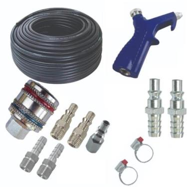 Imagem de Kit Mangueira Ar Comprimido Engate Rápido Assoprador