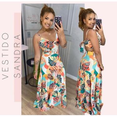 Imagem de Vestido longo feminino adulto no tecido dunas. - Closet jessica barbos