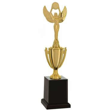 Imagem de Troféu Vitória Vencedor 501581 Honra ao Mérito 34cm Dourado em Polímero Metalizado com Base Quadrada