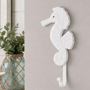 Imagem de Gancho Cavalo Marinho Porta Toalha de Parede Decorativo para Roupas Bolsas e Acessórios Branco