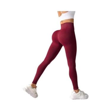 Imagem de Leggings De Yoga Femininas De Cintura Alta Sem Costura Em Nylon, Calça