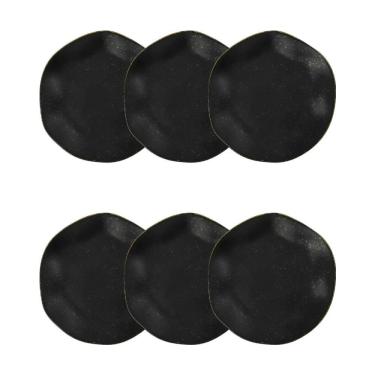 Imagem de Conjunto de Pratos de Sobremesa Ryo Volcano 6 Peças Porcelana Acetinado Preto Oxford