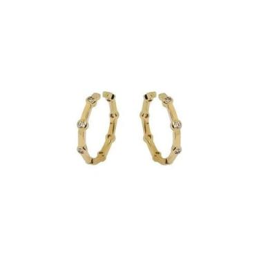 Imagem de Par de piercing com pontos de zircônias banhado a ouro 1,9 cm - VIDIÈ