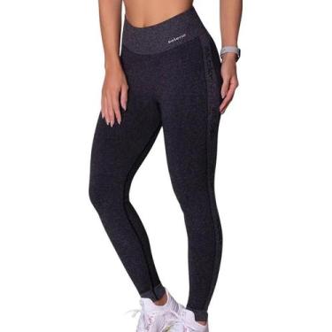 Imagem de Calça legging sport sem costura preto mescla selene fitness tamanho:gg