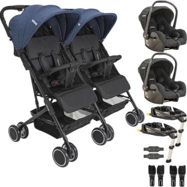 Imagem de Carrinho Kiddo Gemeos 2 Bebe Conforto 2 Base ISOFIX Mascote Marinho