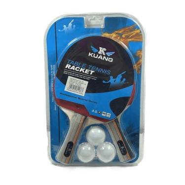 Imagem de Kit Raquete Tenis De Mesa com duas raquetes e 3 bolinhas - Dalla Valle