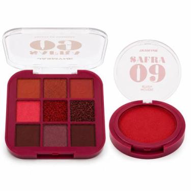 Imagem de Kit Jasmyne Safra 09: Paleta De Sombras E Blush Vermelho Tinto
