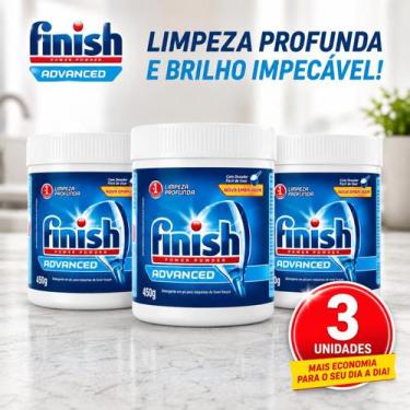 Imagem de Kit 3 Finish Pó Power 450g LavaLouças Detergente em Pó Limpeza Profund
