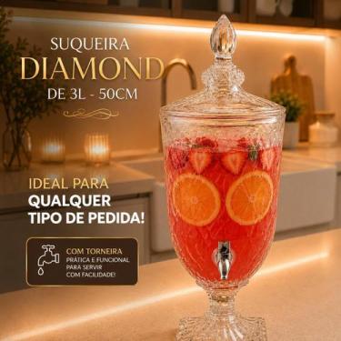 Imagem de Suqueira de Vidro 5L Design Diamante Super Resistente para Suco Água S
