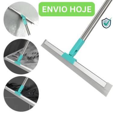 Imagem de Rodo de Silicone Para Limpeza de Piso Vidros Com Gancho Secos e Molhad