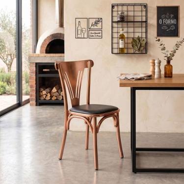Imagem de Cadeira Paris Luxo Estrutura Aço Cobre Cozinha Gourmet Conforto Design