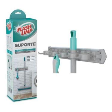 Imagem de Suporte Vassoura Mop Parede 11 Compartimento Cinza LAV6286-CZ Flash Li