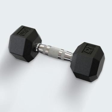 Imagem de Halter Dumbbell Sextavado Emborrachado 8kg D1 Fitness Preto Musculação