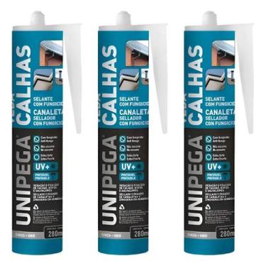 Imagem de Kit 3 Selantes Veda Calhas Unipega Alumínio 280ml Cinza