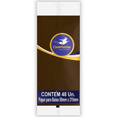 Imagem de Papel Para Balas, Campfestas, Marrom, 90x220mm, Com Franja, 48 Unidades