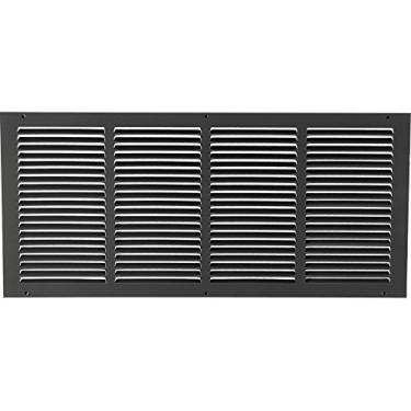 Imagem de Grelhas de ar de retorno de aço de 61 cm L x 25,4 cm A – parede lateral e teto – capa de duto HVAC – [Dimensões externas: 65,3 cm L x 29,2 cm A], Black