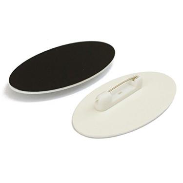 Imagem de Crachá oval com alfinete - Pacote com 10 - Preto