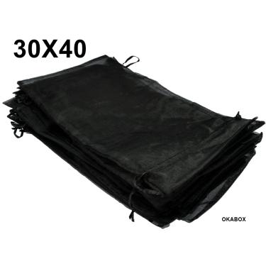 Imagem de 100 Saquinhos De Organza cor: preto - Tamanho: 30X40 Cm para Lembrancinhas