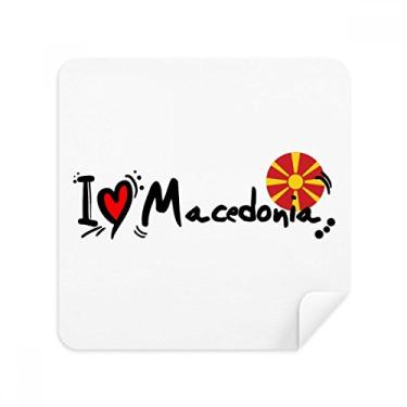 Imagem de I Love Macedônia, bandeira de palavras, amor, coração, ilustração, óculos, pano de limpeza, tecido de camurça, pacote com 2