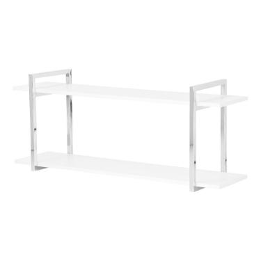 Imagem de Nicho Sala e Quarto Cromado com Prateleiras Branco 60cm