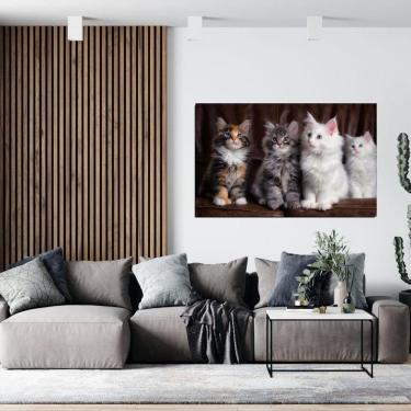 Imagem de Quadro Decorativo Para Sala Quatro Gatos 90X55Cm