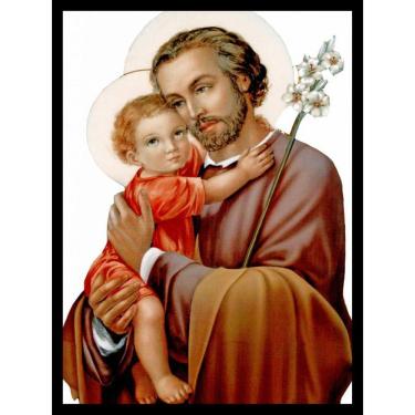 Imagem de Quadro Decorativo Religioso São José 20x30cm com Moldura e Vidro