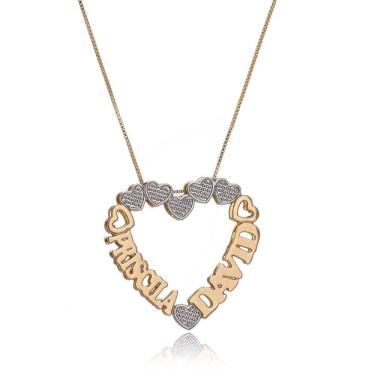 Imagem de Colar Mandala Pers Coração Mini Corações Trab Rodium