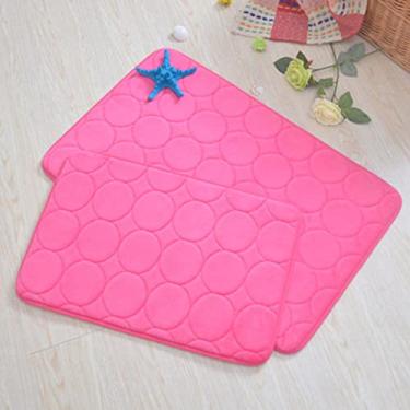 Imagem de Tapete de banheiro de espuma de memória absorvente super confortável macio antiderrapante veludo coral tapete de banheiro fácil de secar na máquina tapete de banheiro, melancia vermelho 40 x 60 cm