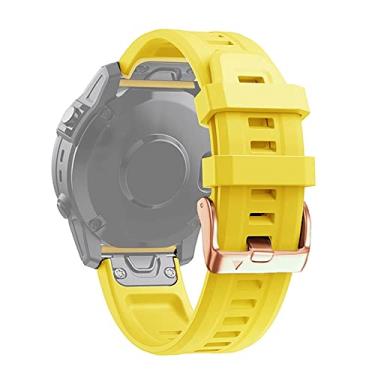 Imagem de Pulseira Silicone Fivela Rose Gold QFIT20 LTIMPORTS compatível com Fenix 8 (43mm), Fenix 7S/6S/5S/5S Plus (42mm), Epix Pro Gen2 (42mm) e Instinct E (40mm) (Amarelo)