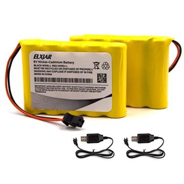Imagem de elxjar (Pacote com 2) 6,0 V 800 mAh Ni-CD AA bateria recarregável substituição para carros RC anfíbios, escavadeira RC de 11 canais, caminhões, veículos com plugue SM-2P e 2 cabos de carregador USB