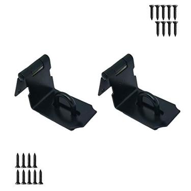 Imagem de Trava para cadeado de ferrolho para porta aço inoxidável fecho de segurança trava de ferrolho acabamento preto fosco pacote com 2 (90 graus 4 polegadas)