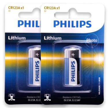 Imagem de 02 Pilha Bateria Cr123 Philips 2 Cartelas