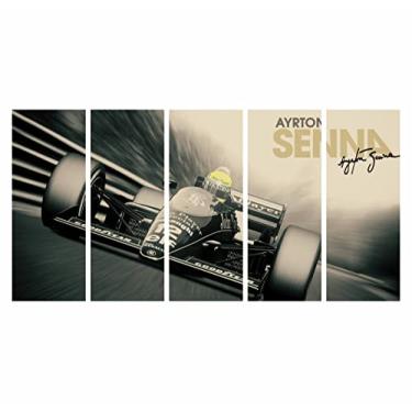 Imagem de Quadro Decorativo 5 peças Ayrton Senna F1 140x65